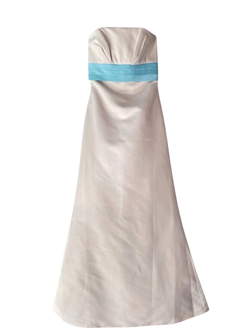 Eden Maids Strapless Long Bridesmaids Dress Gown Gray-Beige Blue Size 2